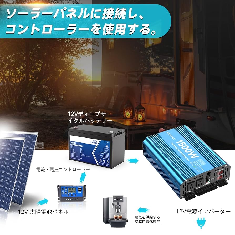 Amazon.co.jp: JARXIOKE インバーター 12V 100V 正弦波 1500W